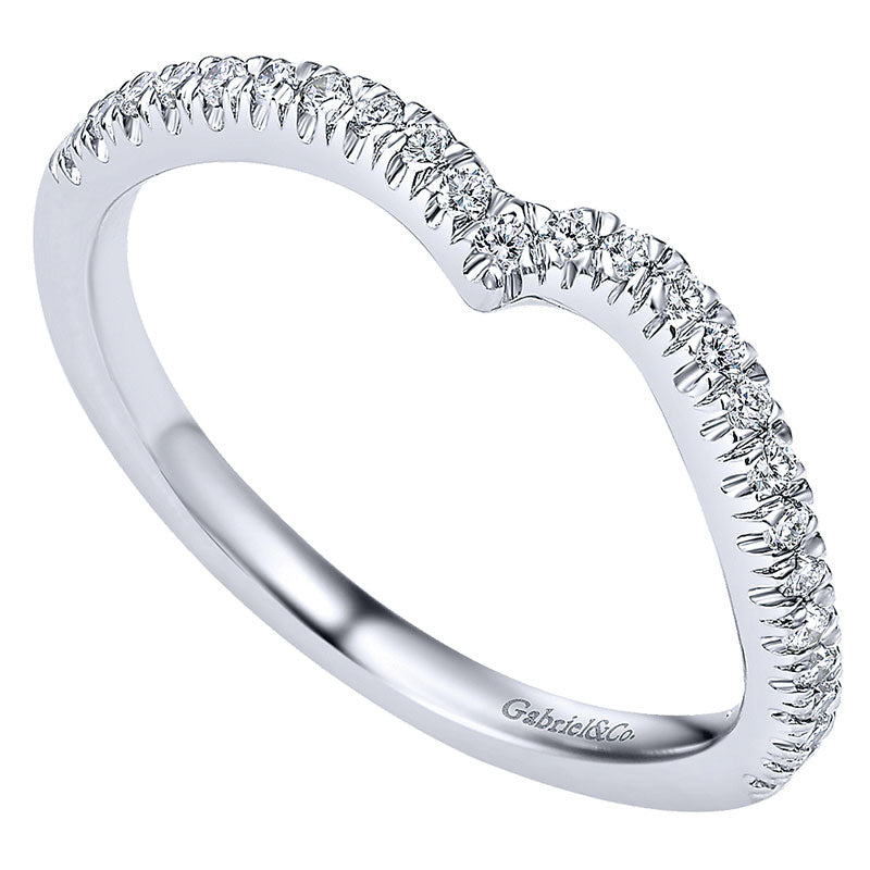 Wedding Band 14k White Gold Diamond Curved