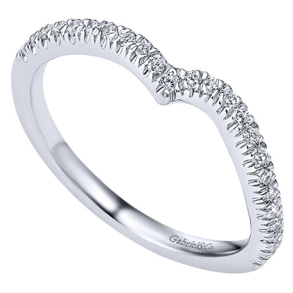 Wedding Band 14k White Gold Diamond Curved