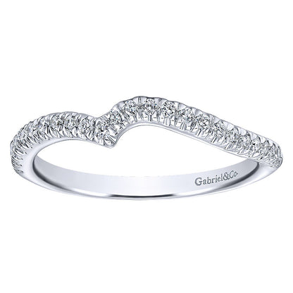 Wedding Band 14k White Gold Diamond Curved