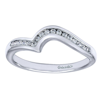 Wedding Band 14k White Gold Diamond Curved