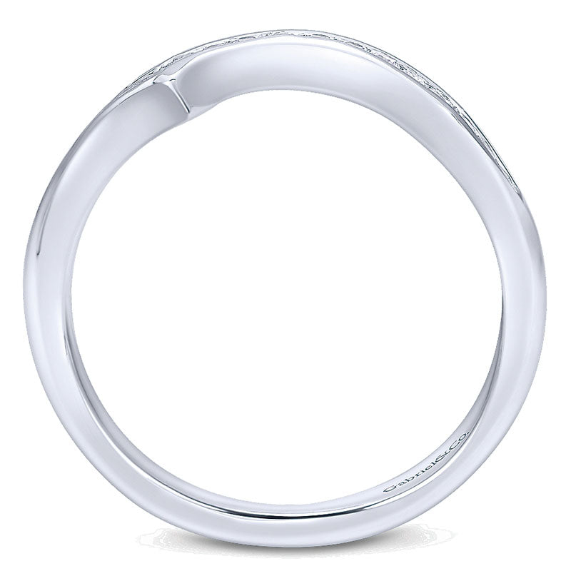 Wedding Band 14k White Gold Diamond Curved