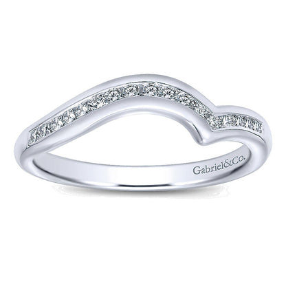 Wedding Band 14k White Gold Diamond Curved