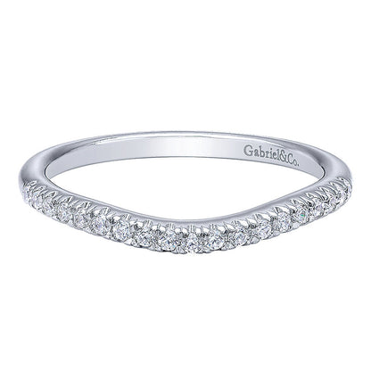 Wedding Band 14k White Gold Diamond Curved