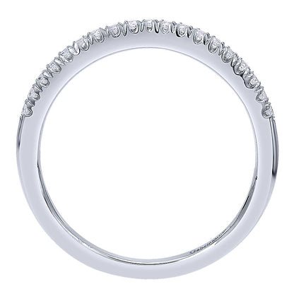 Wedding Band 14k White Gold Diamond Curved