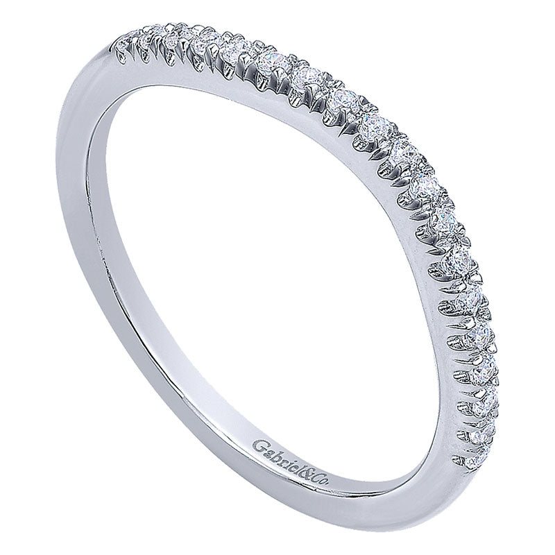 Wedding Band 14k White Gold Diamond Curved