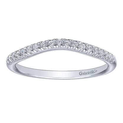 Wedding Band 14k White Gold Diamond Curved