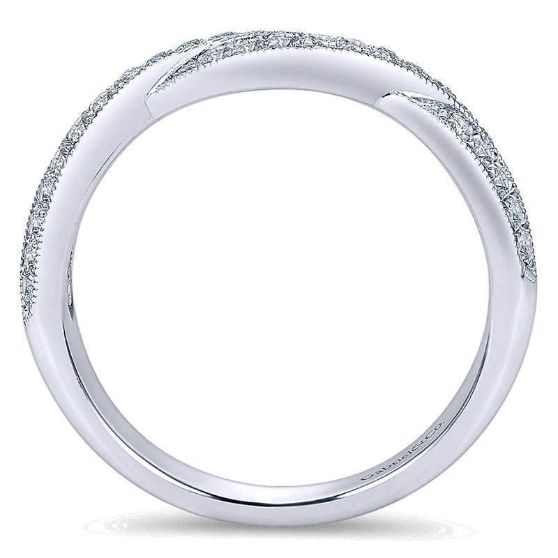Wedding Band 14k White Gold Diamond Curved