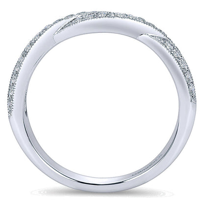 Wedding Band 14k White Gold Diamond Curved