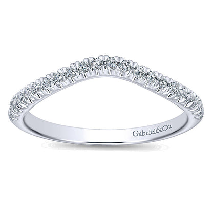 Wedding Band 14k White Gold Diamond Curved