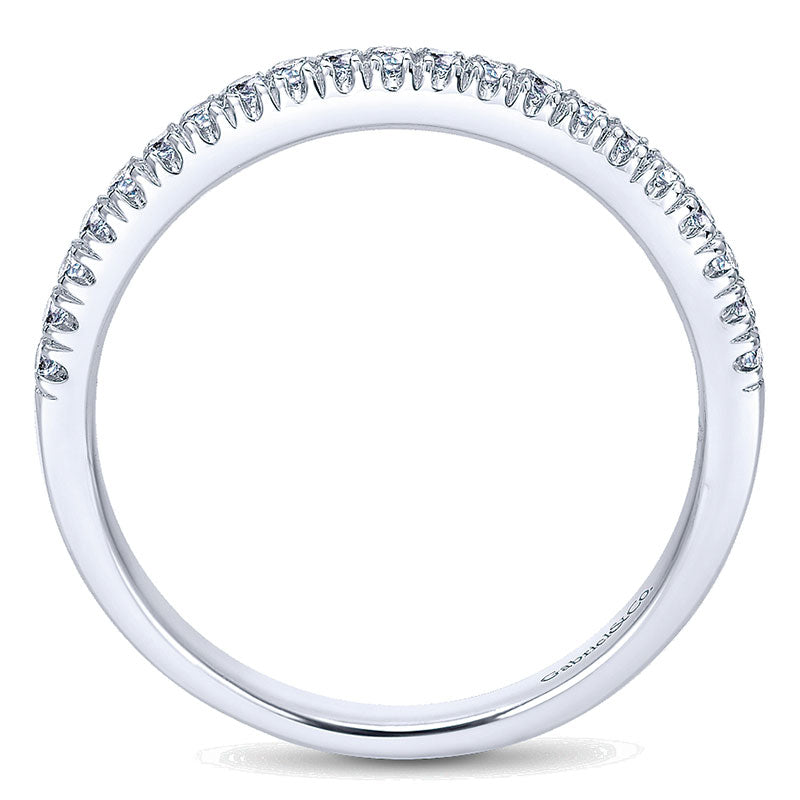 Wedding Band 14k White Gold Diamond Curved