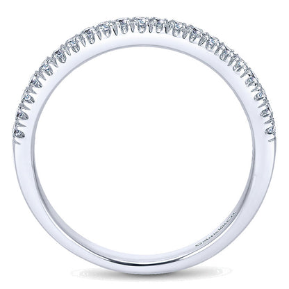 Wedding Band 14k White Gold Diamond Curved
