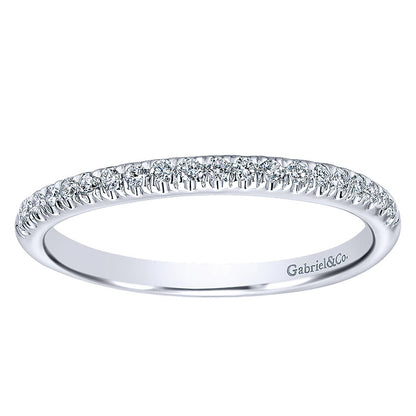 Wedding Band 14k White Gold Diamond Curved