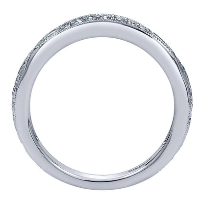 Wedding Band 14k White Gold Diamond Curved
