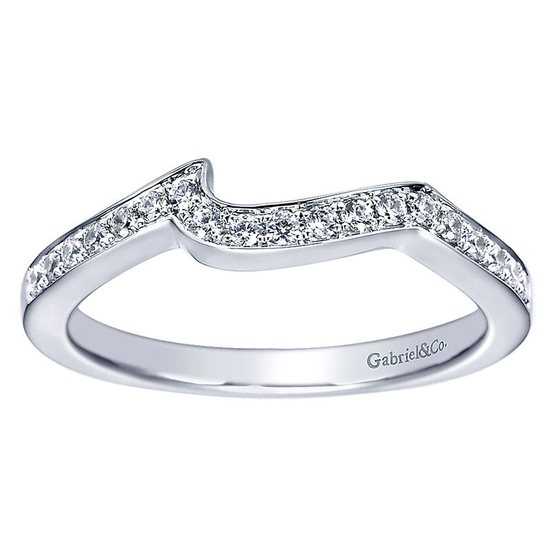 Wedding Band 14k White Gold Diamond Curved