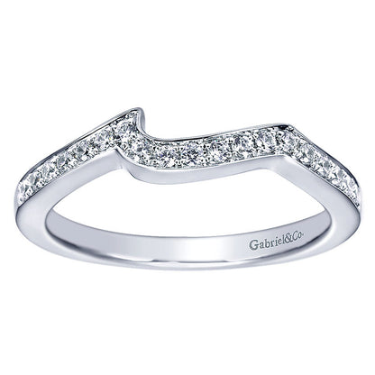 Wedding Band 14k White Gold Diamond Curved