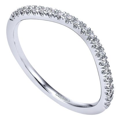 Wedding Band 14k White Gold Diamond Curved