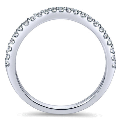 Wedding Band 14k White Gold Diamond Curved