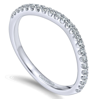 Wedding Band 14k White Gold Diamond Curved