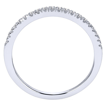 Wedding Band 14k White Gold Diamond Curved