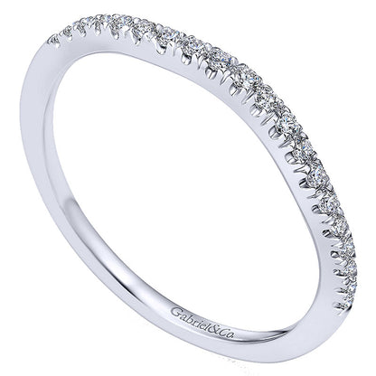 Wedding Band 14k White Gold Diamond Curved