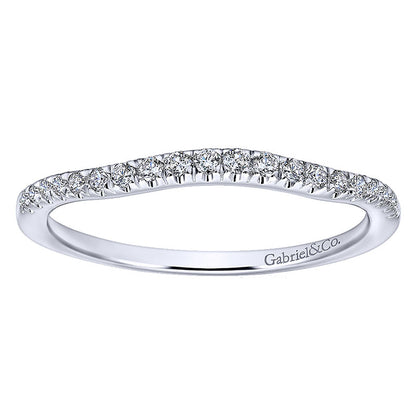 Wedding Band 14k White Gold Diamond Curved