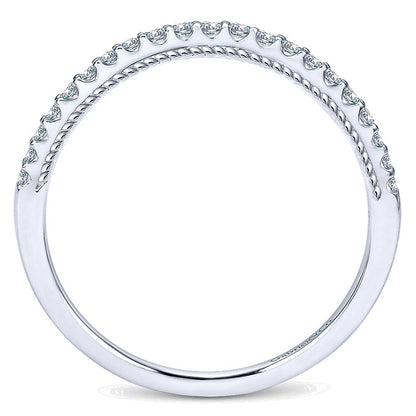 Wedding Band 14k White Gold Diamond Curved