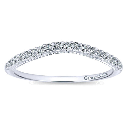 Wedding Band 14k White Gold Diamond Curved