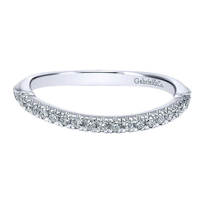 Wedding Band 14k White Gold Diamond Curved