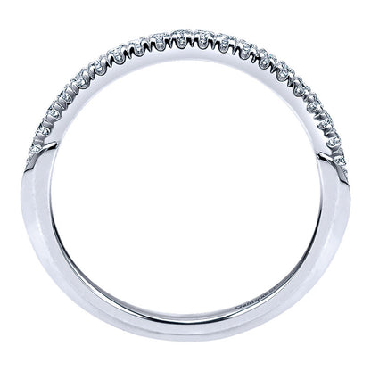 Wedding Band 14k White Gold Diamond Curved