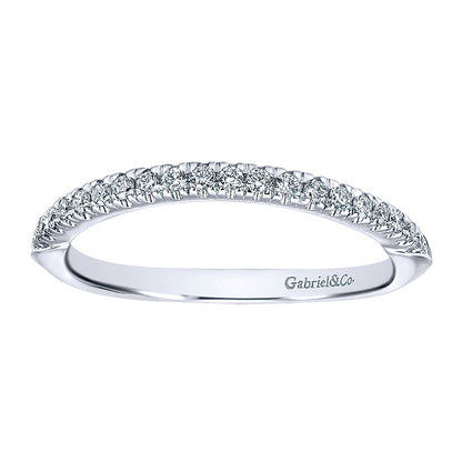 Wedding Band 14k White Gold Diamond Curved