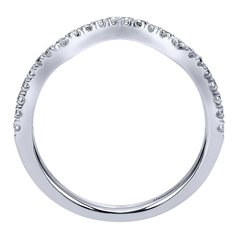 Wedding Band 14k White Gold Diamond Curved