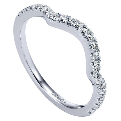 Wedding Band 14k White Gold Diamond Curved