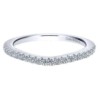 Wedding Band 14k White Gold Diamond Curved