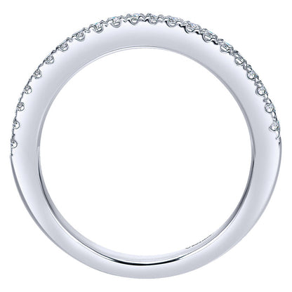 Wedding Band 14k White Gold Diamond Curved