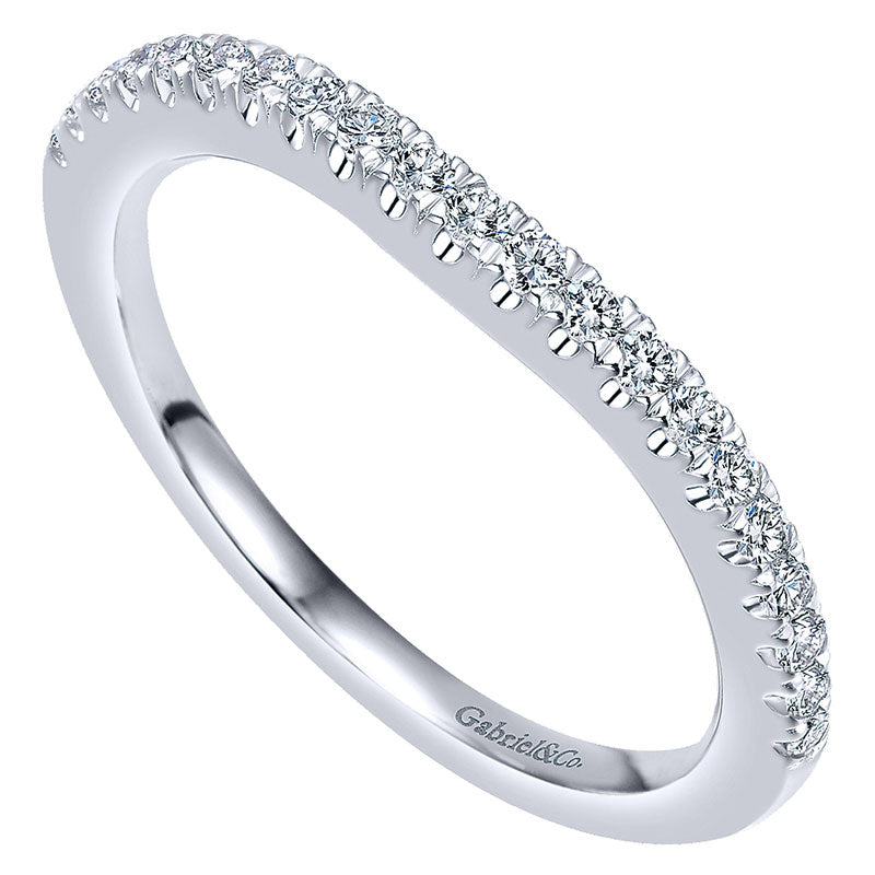 Wedding Band 14k White Gold Diamond Curved