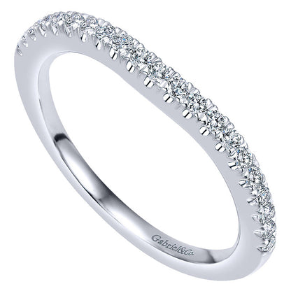 Wedding Band 14k White Gold Diamond Curved