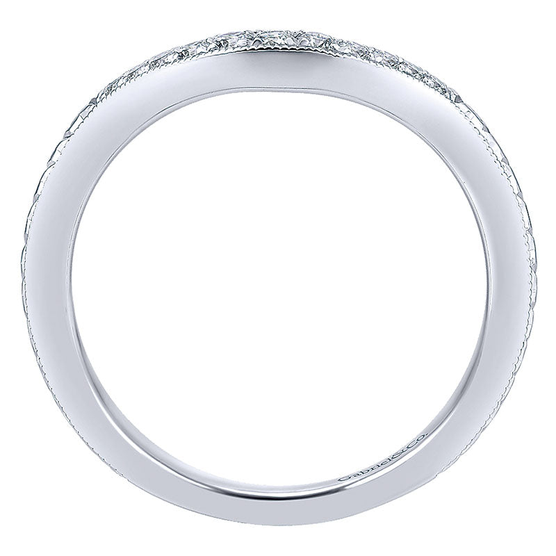 Wedding Band 14k White Gold Diamond Curved