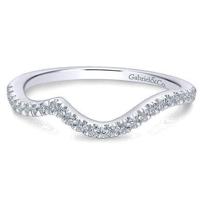 Wedding Band 14k White Gold Diamond Curved