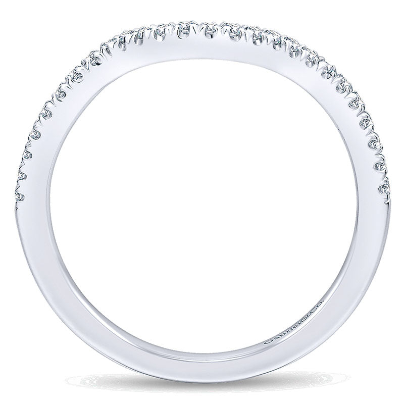 Wedding Band 14k White Gold Diamond Curved