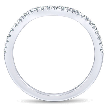 Wedding Band 14k White Gold Diamond Curved