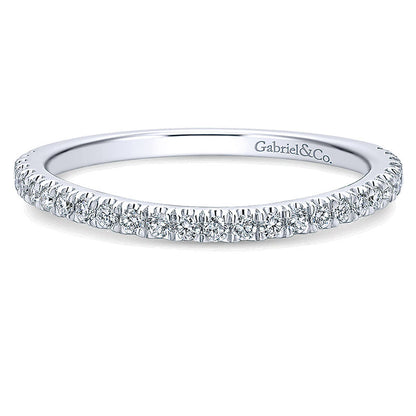 Wedding Band 14k White Gold Diamond Curved