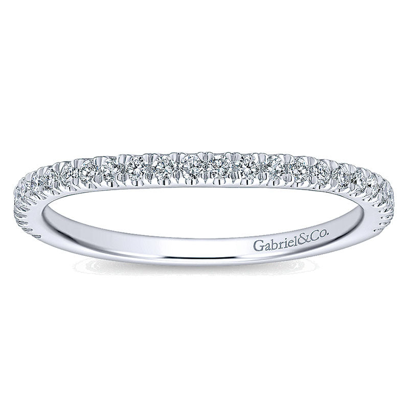 Wedding Band 14k White Gold Diamond Curved