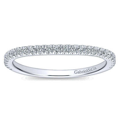 Wedding Band 14k White Gold Diamond Curved