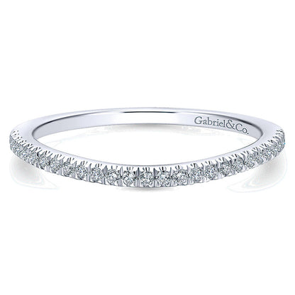 Wedding Band 14k White Gold Diamond Curved