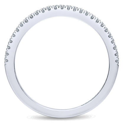 Wedding Band 14k White Gold Diamond Curved