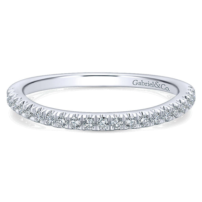 Wedding Band 14k White Gold Diamond Curved