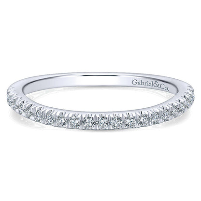 Wedding Band 14k White Gold Diamond Curved