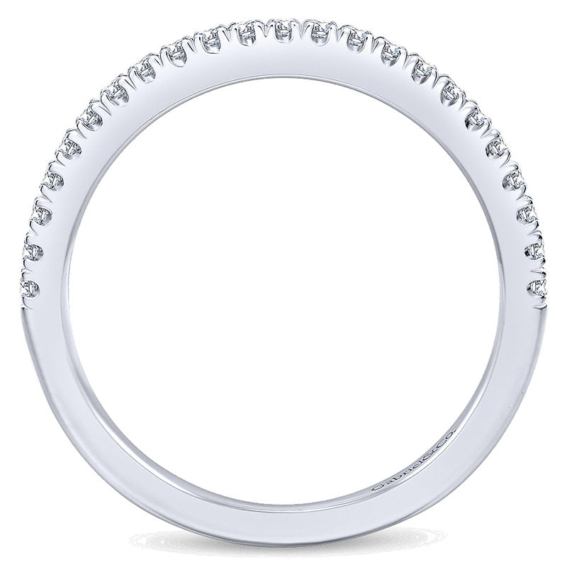 Wedding Band 14k White Gold Diamond Curved