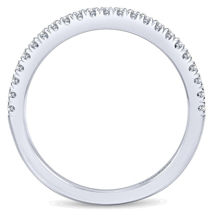 Wedding Band 14k White Gold Diamond Curved