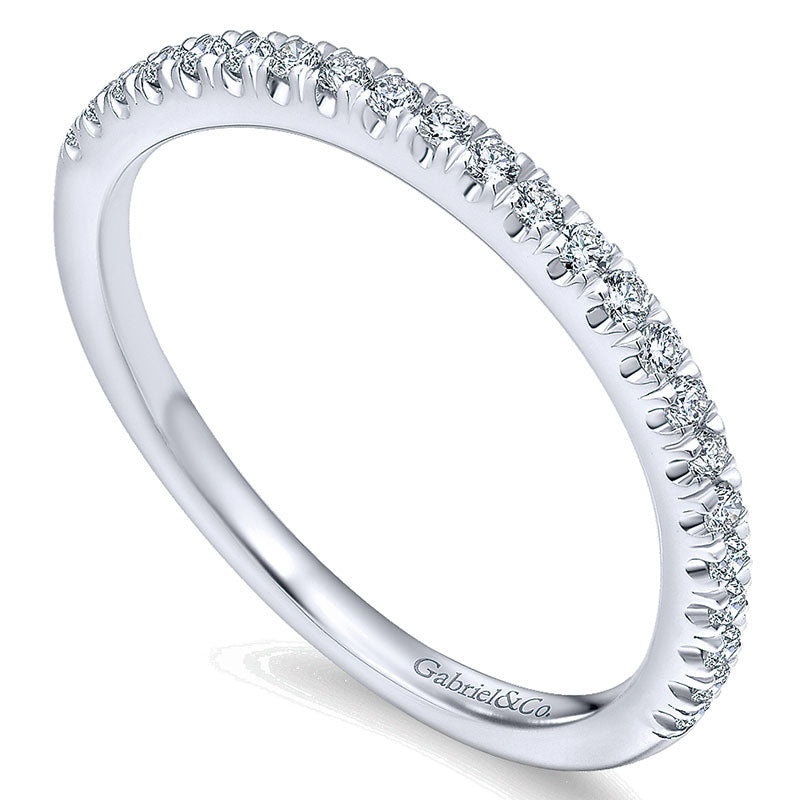 Wedding Band 14k White Gold Diamond Curved